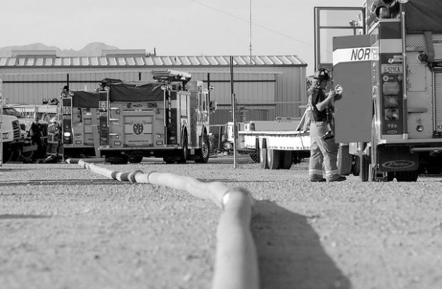 Stacks of plastic pipes burn  
