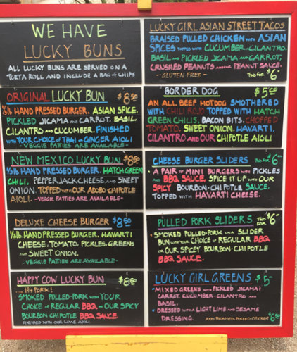 Lucky Girl Cafe menu