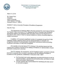 VA letter to DeVry University