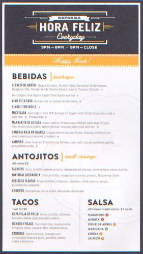 Reforma menu