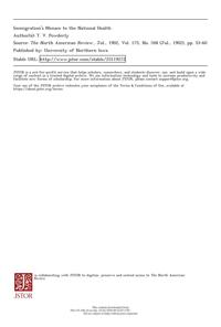 1902 article: "Immigration's Menace to the National Health"