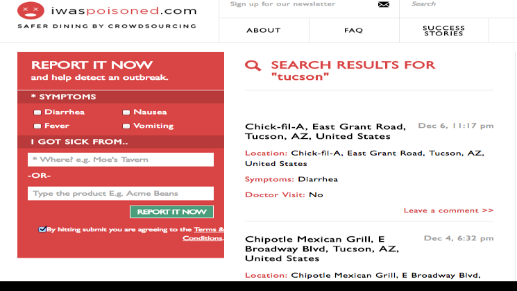 Website lets users report, track food poisoning in Tucson ...