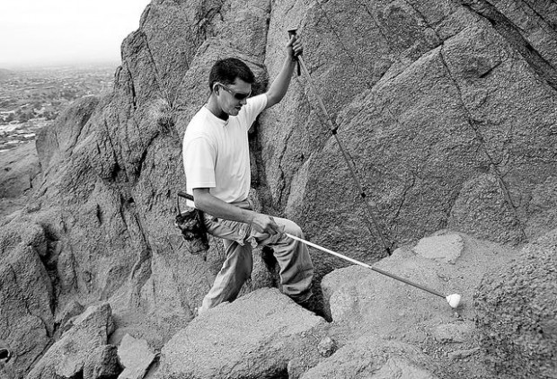 Blind hiker doesn't sweat small stuff, like boulders  
