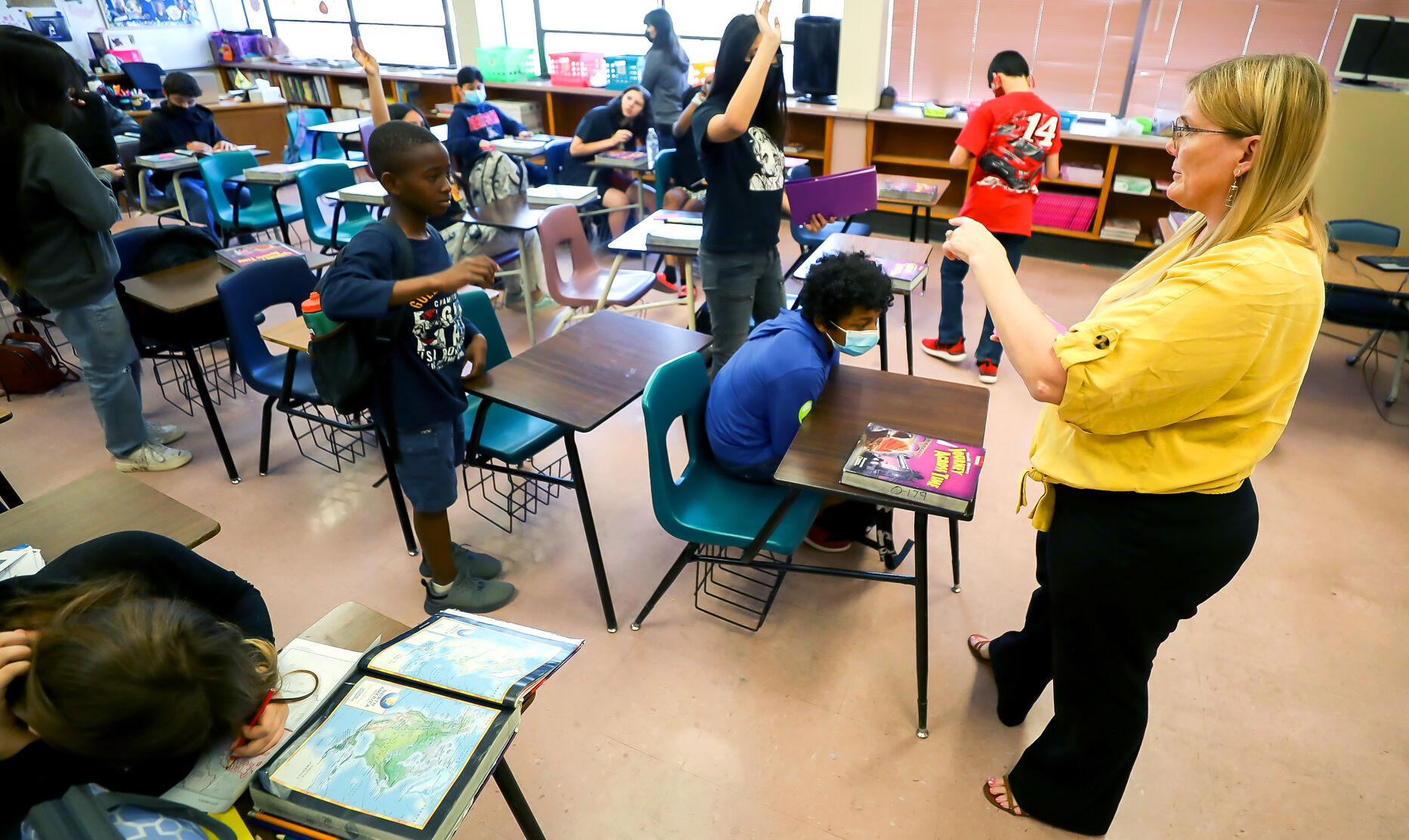 Anna Timney 6th grade teacher in class