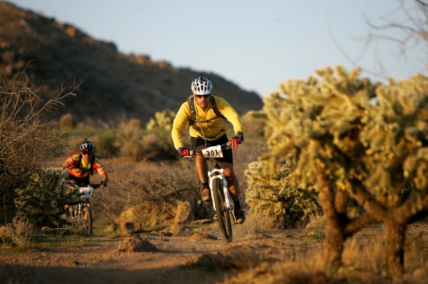 mountain bike race under way   
