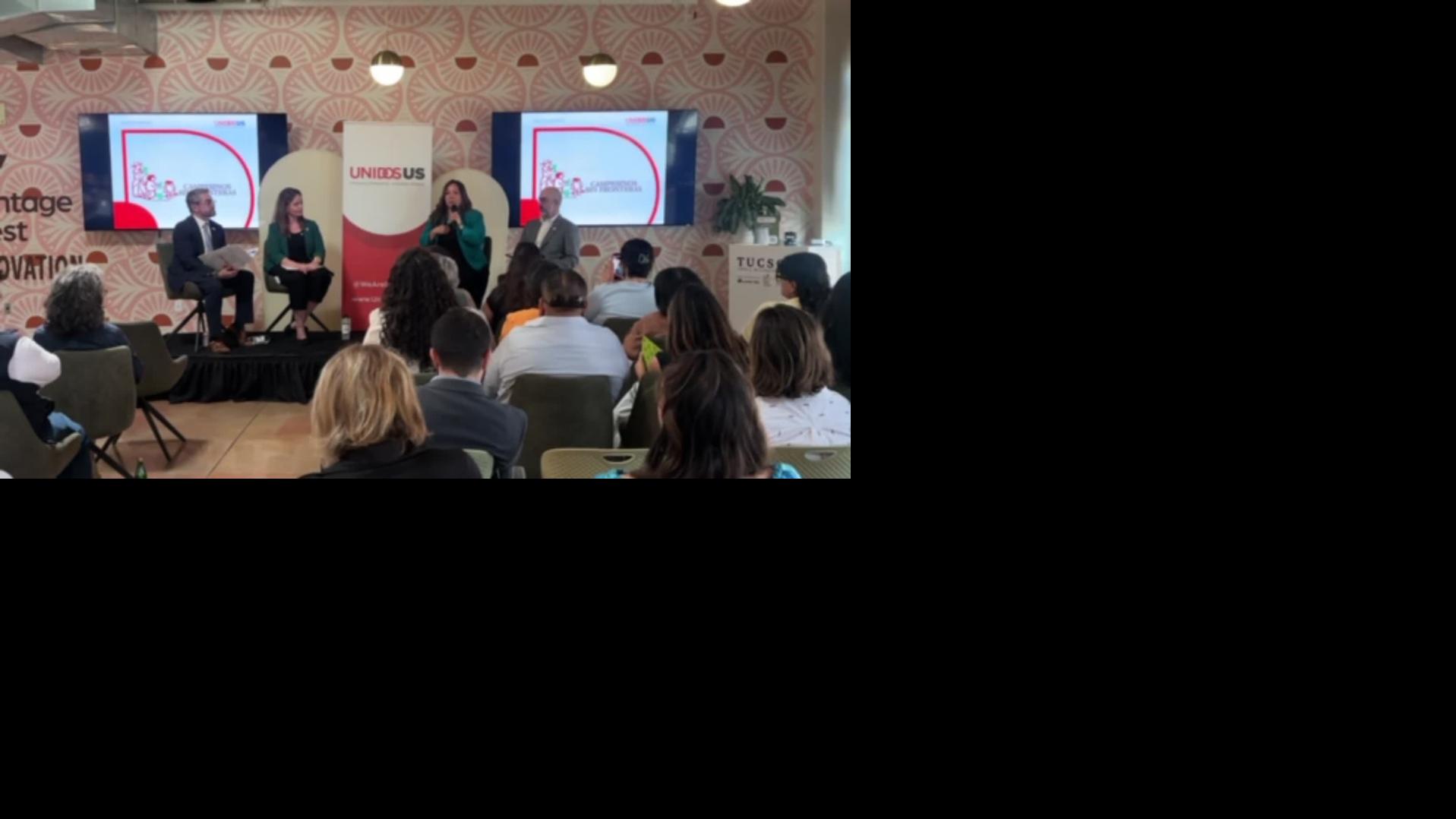 Rep. Adelina Grijalva speaks at a roundtable hosted by UnidosUS, civil rights advocacy organization inside the Tucson small business center.