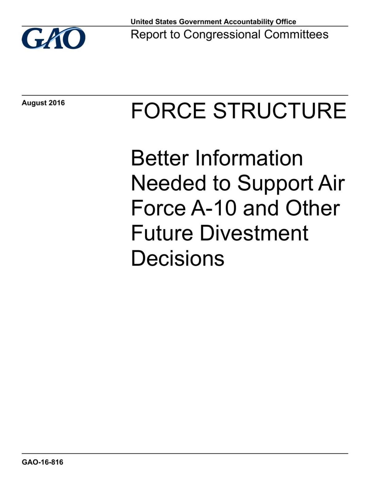 GAO A-10 report