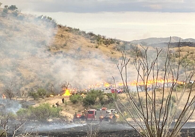 Crews fighting the Gallineta Fire, located at the base of the Baboquivari Mountains