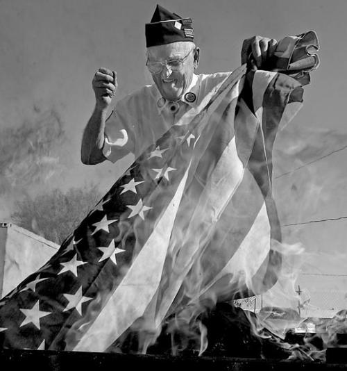 Veterans retire flags properly