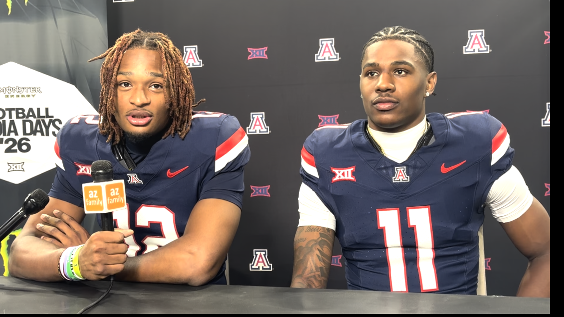 Arizona receivers Tre Spivey, Chris Hunter talk at Big 12 Media Days