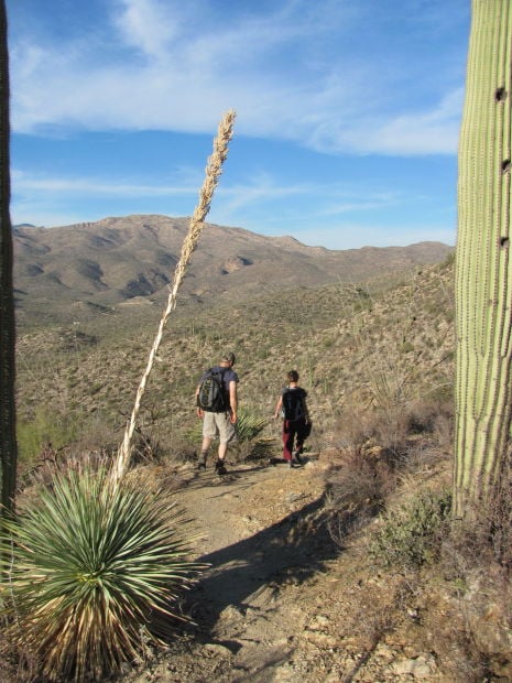 Heading down the trail