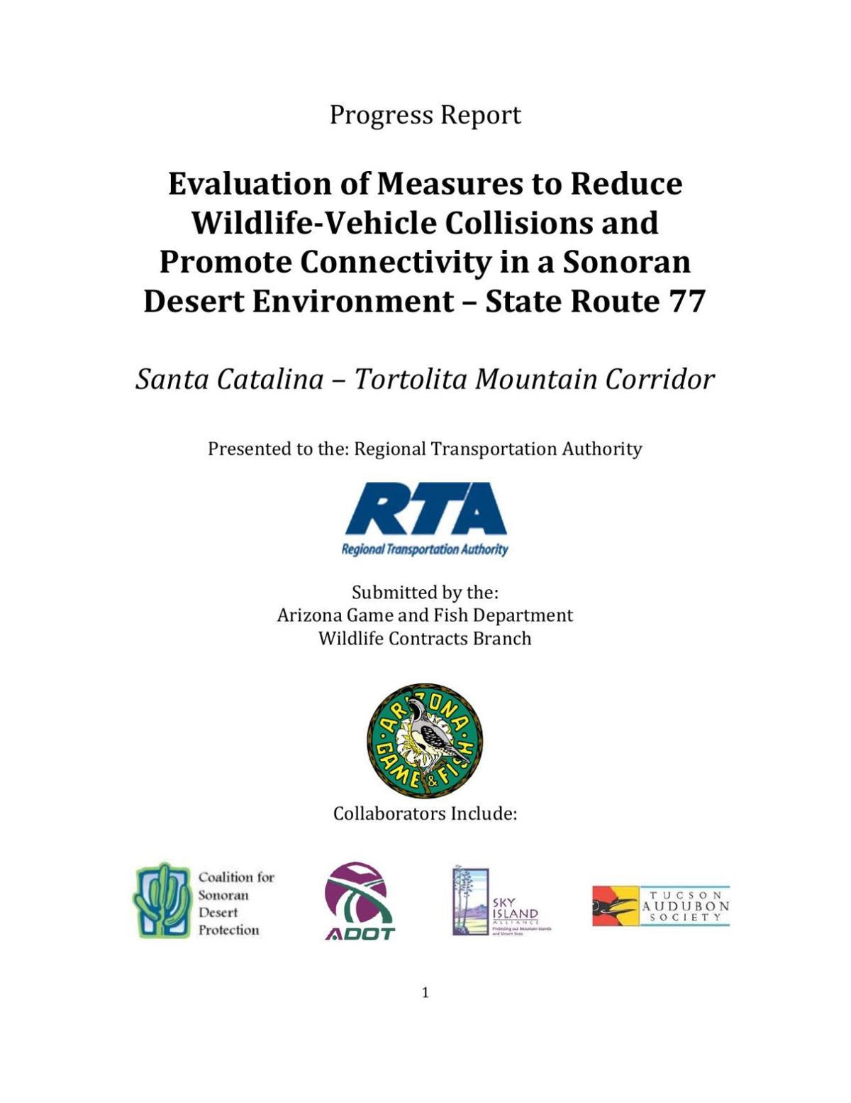 Wildlife crossing report