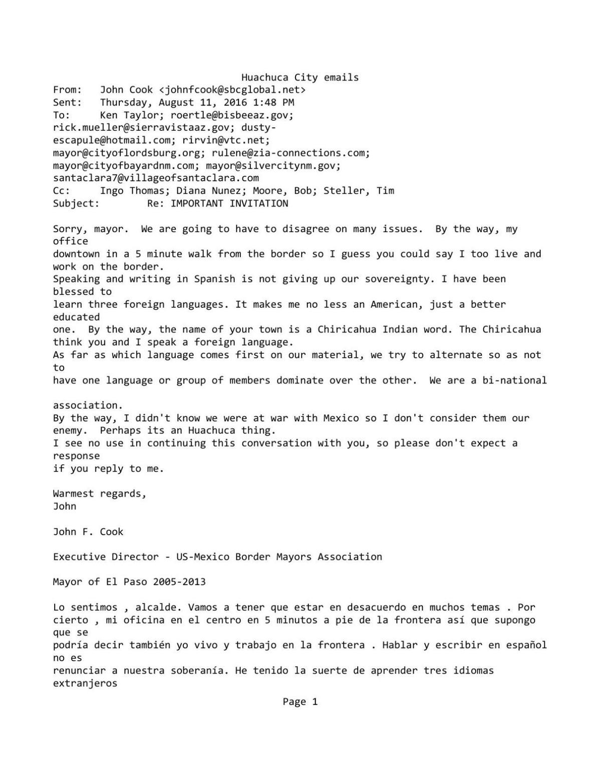 Huachuca City mayor's emails