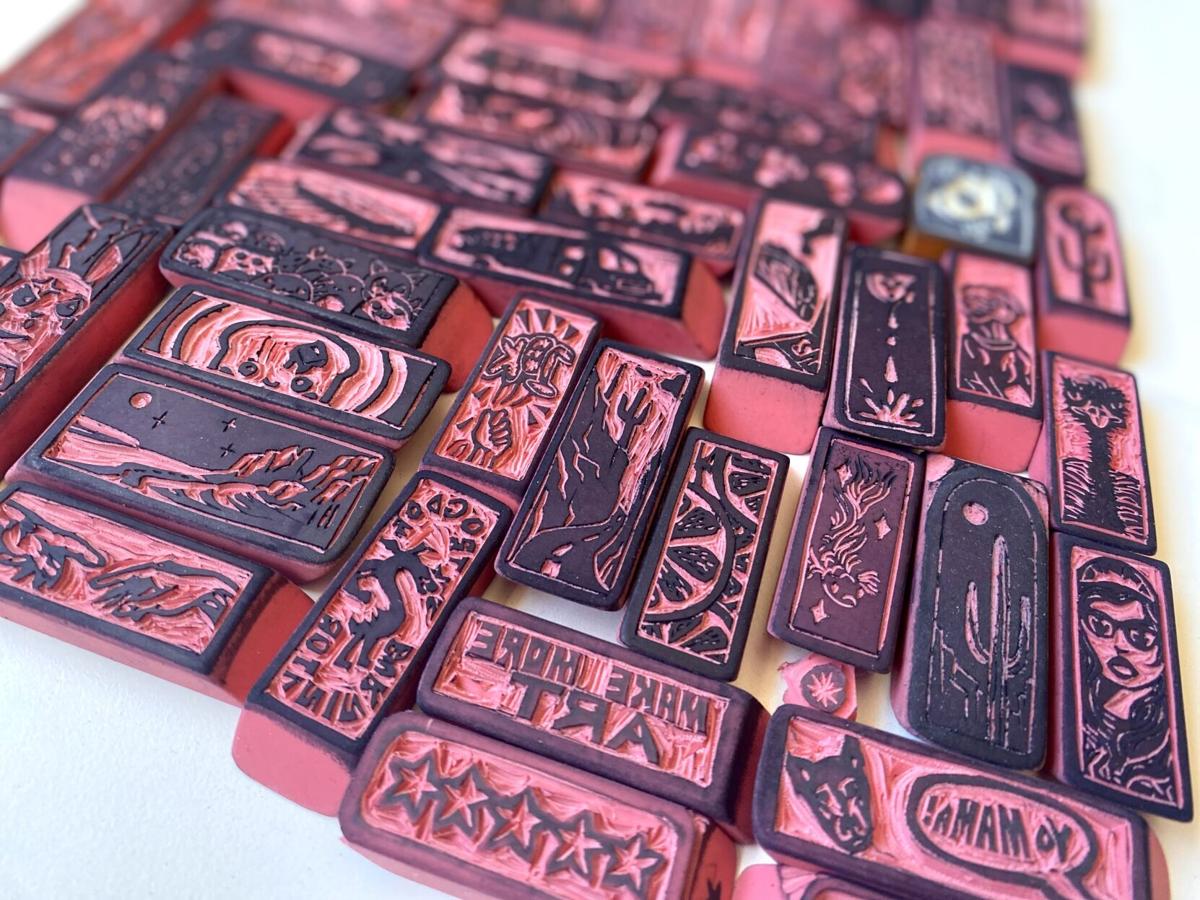 Tucson artist carves one of a kind stamps from pink erasers, tucson life