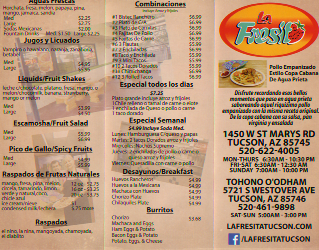 La Fresita menu