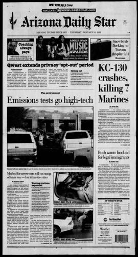 Arizona Daily Star front page Jan. 10, 2002