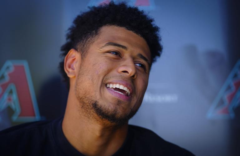 Diamondbacks Gian Zapata speaks in an interview at Salt River Fields at Talking Stick on May 26, 2026.