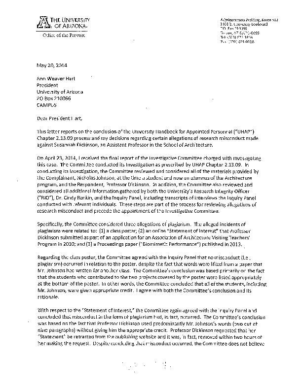 Provost's final decision