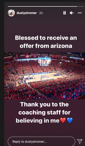 Dusty Stromer scholarship offer from Arizona