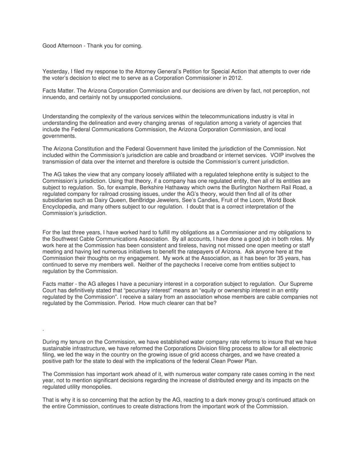 Bitter Smith's remarks