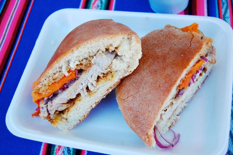 La Plancha's chicharron sandwich