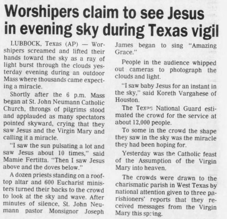 Aug. 16, 1988: Jesus in the sky