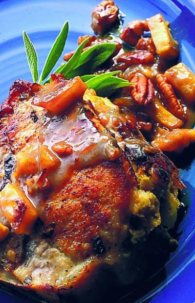 Sage-apple stuffing elevates tasty pork chops  