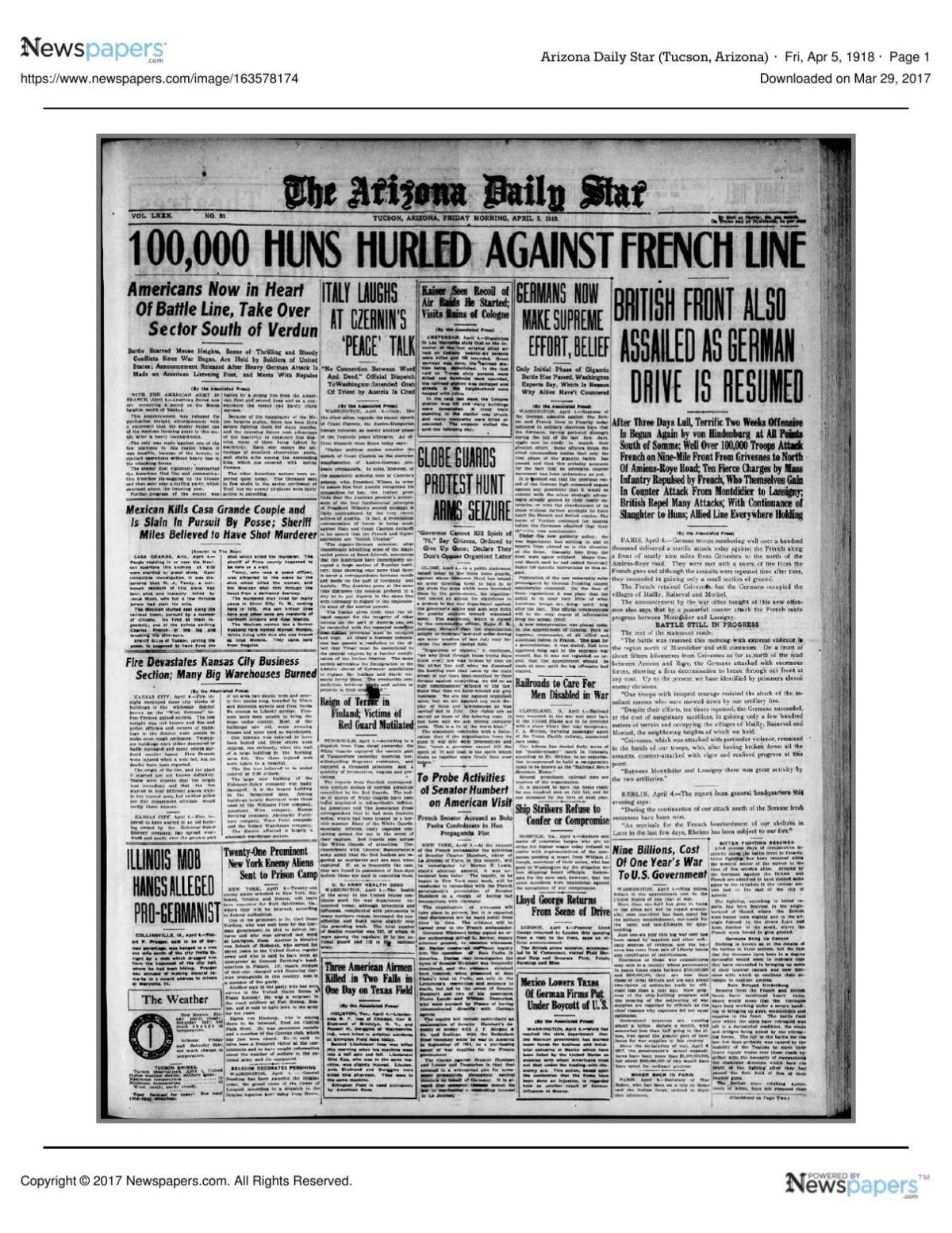 Arizona Daily Star front page April 5, 1918.pdf