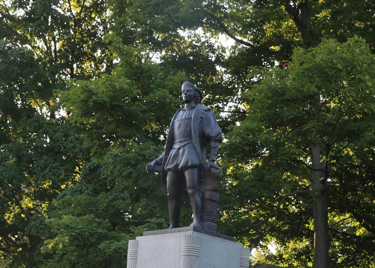 DEFACED COLUMBUS STATUE