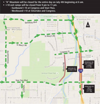 Road closures to accommodate "A" Mountain Fireworks Celebration