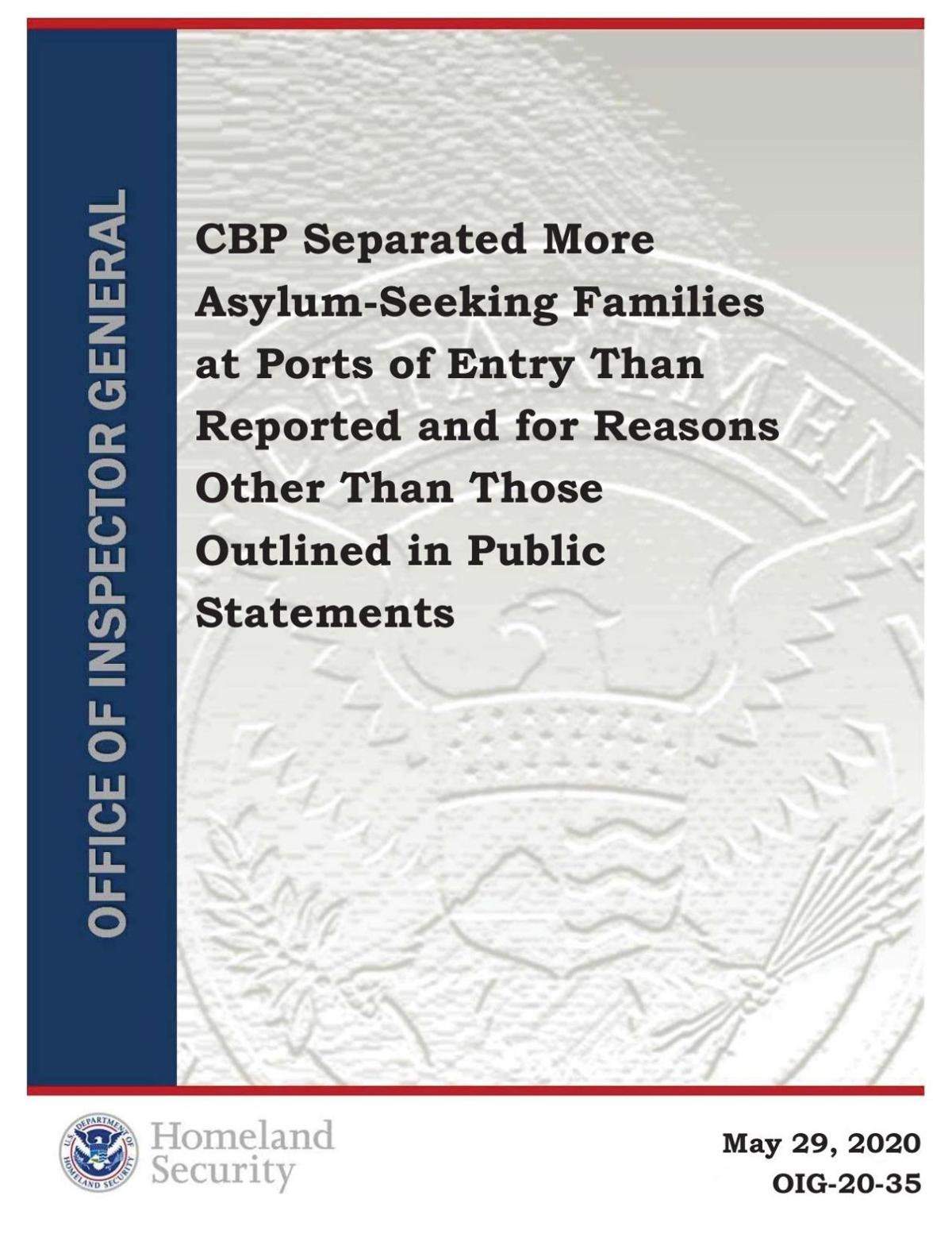 DHS Inspector General report on family separations at ports of entry
