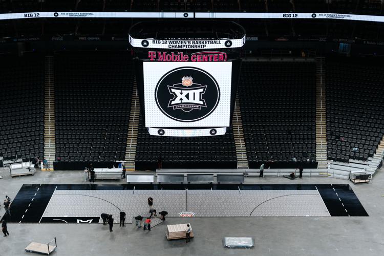 Big 12 Tournament court installation 2025
