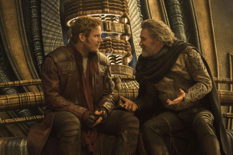 Peter Quill (Chris Pratt) hangs with his dad (Kurt Russell), a living planet, in "Guardians of the Galaxy Vol. 2."