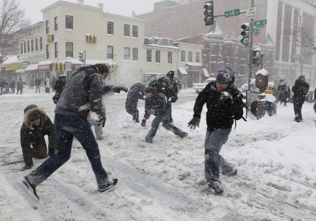 Cop at snowball fight under gun  
