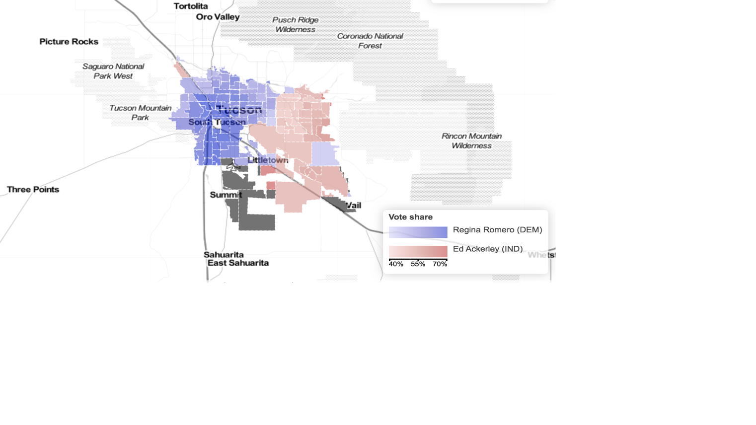 Map Tucson mayoral election results