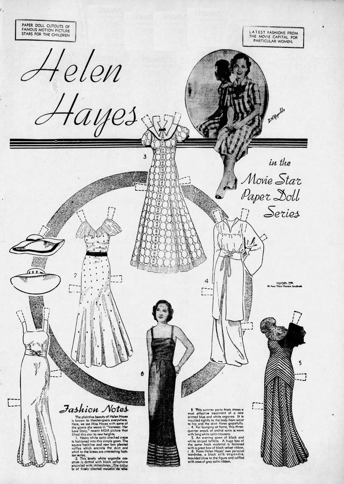 Helen Hayes paper doll
