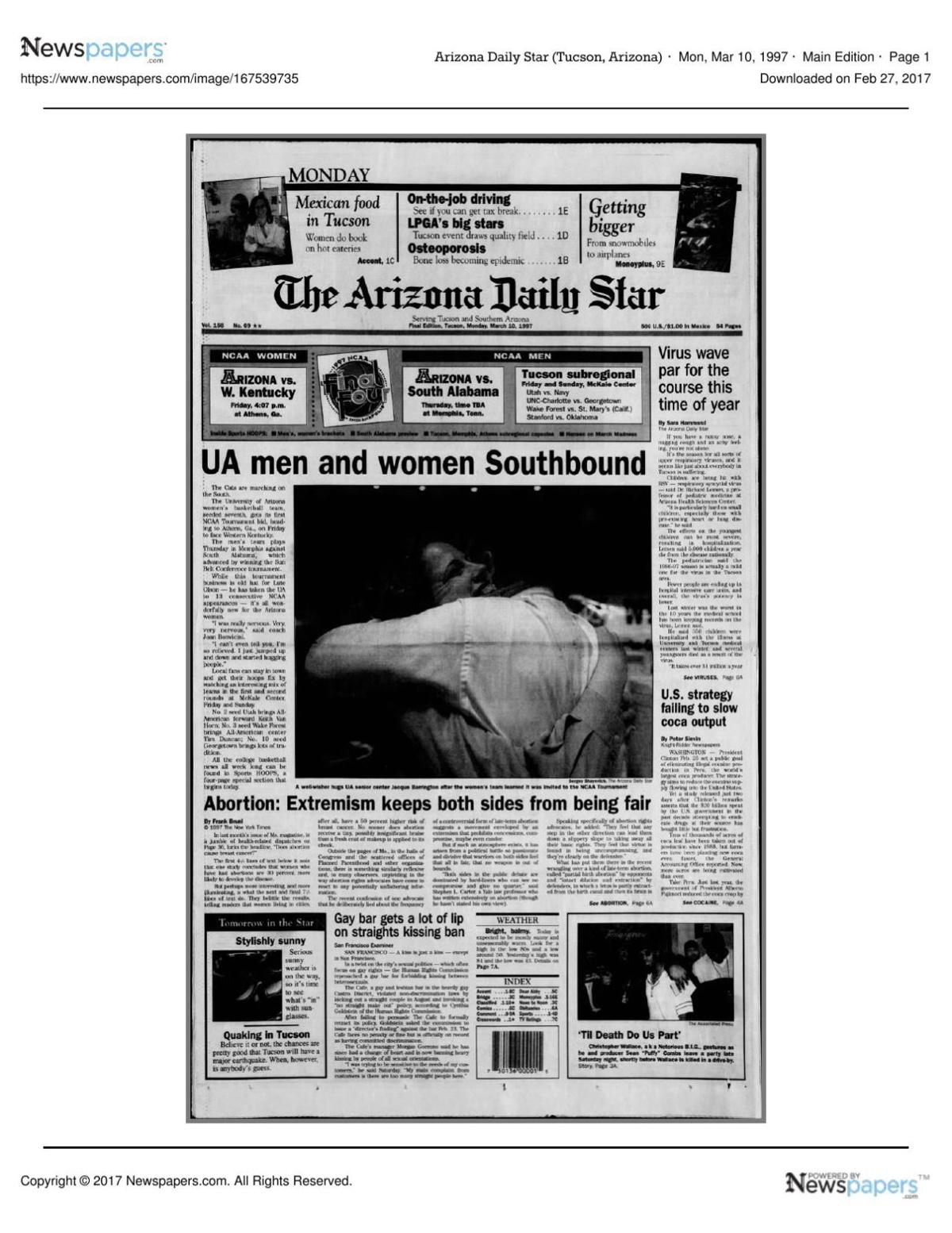 Arizona Daily Star front page March 10, 1997