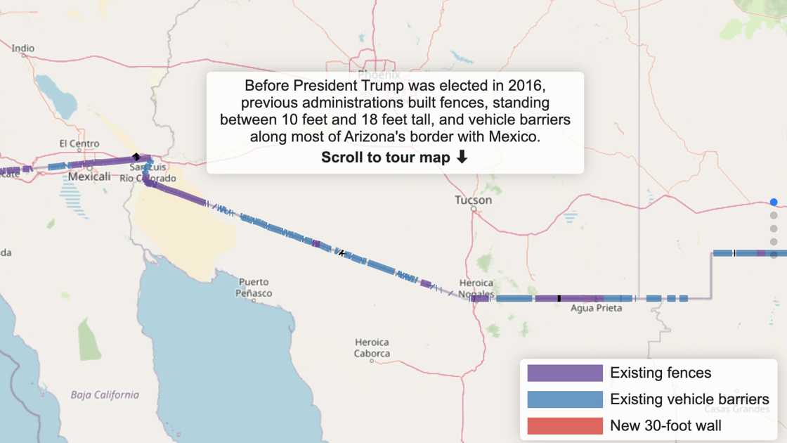 Map Border Wall Construction Tucson Com