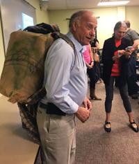 Iowa Rep. Steve King goes to Bisbee, models burlap-wrapped marijuana backpack