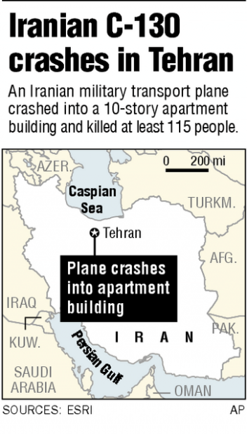 115 dead in Iran after C-130 crash ignites apartments  