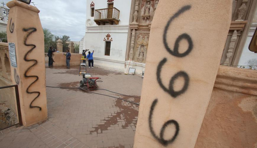 Graffiti attack at San Xavier Mission