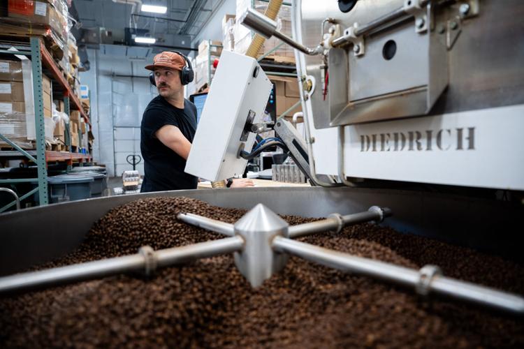Ty Telgenhof roasts coffee beans inside 8th and Roast CoffeeÕs training lab and roasting facility, in Nashville, Tenn., on Tuesday, May 19, 2026.