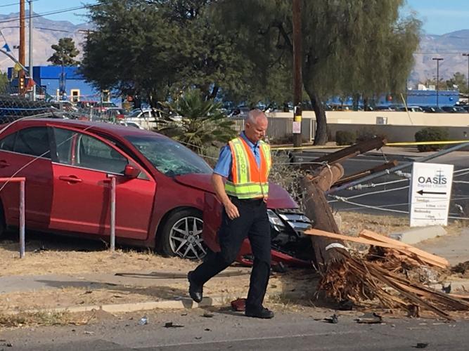 Crash of carjacked car knocks power out on Tucson's south side
