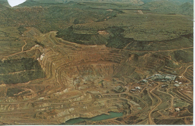 Aerial view of Bagdad mine, circa 1960s