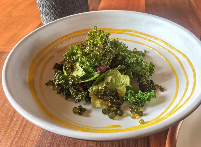 A dish at Mil called   Extreme Altitude   features dehydrated leaves and cushuro, cyanobacteria in the form of green spheres that are harvested from the surface of high-altitude lakes.
