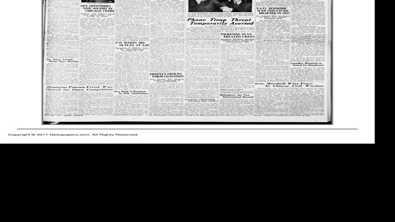 Arizona Daily Star front page Jan. 11, 1946