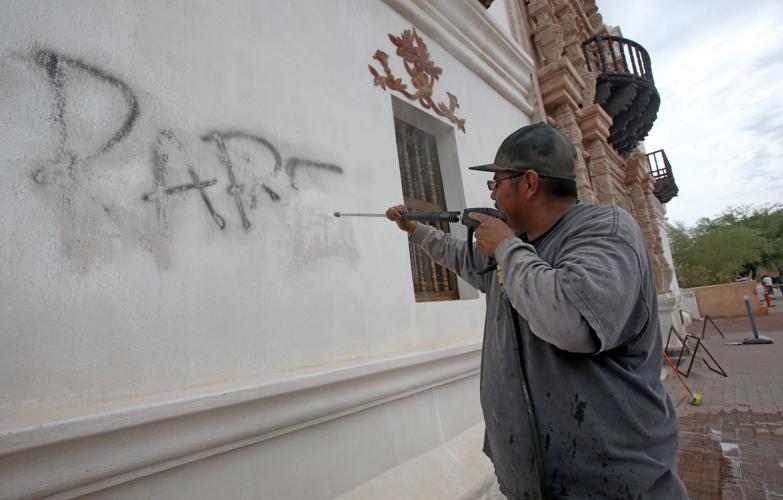 Graffiti attack at San Xavier Mission