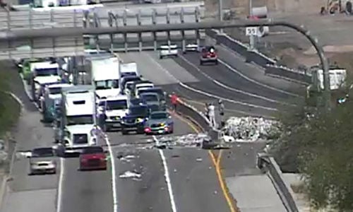 Recycling truck spills load — including medial waste — across I-10 on Tucson’s NW side