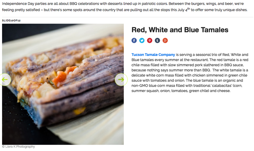 Tucson Tamale screen shot from Food & Wine's website
