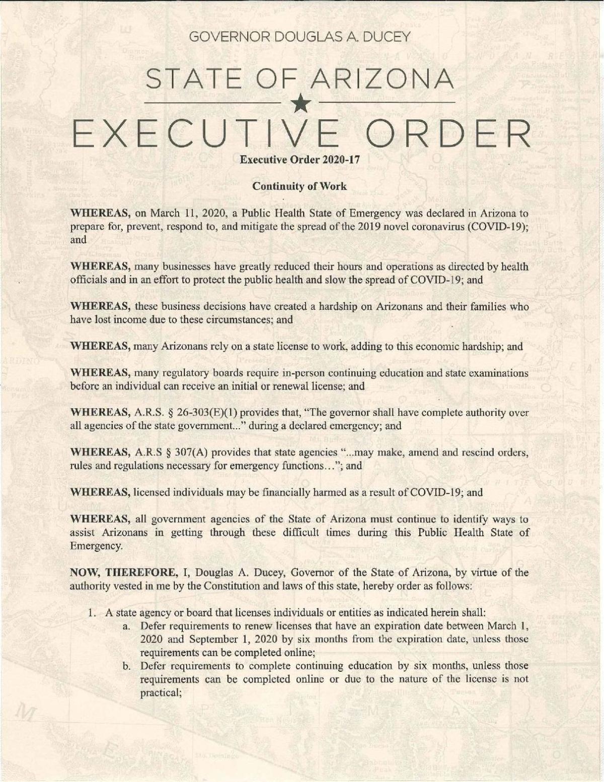 Orden Ejecutiva del Gobernador de Arizona